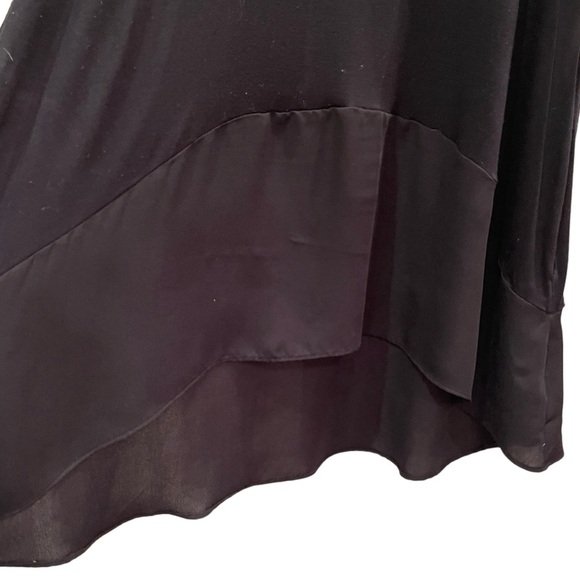 LOGO by Lori Goldstein Short Sleeve Knit Top With Chiffon Trim. Black. 2X - Picture 6 of 13